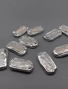 Wholesale 10 pcs White Rectangle Pearl Beads White Gold Plated Edge Beads - Aliexpress - FashionsVida