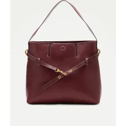 Bolso de hombro efecto piel con adorno metálico
