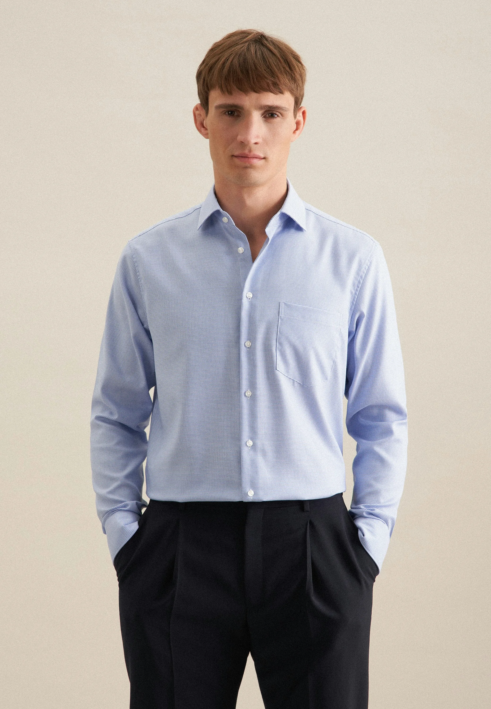 X-Slim Business Hemd Struktur Blau 42 - Seidensticker - FashionsVida