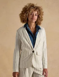 Linen Rich Single Breasted Blazer Cream female