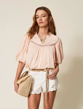 Blouse en mousseline avec fronces - TWINSET - FashionsVida