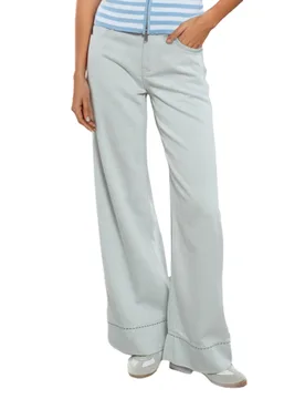 Jeans Donna Vera Palazzo Effetto Bleach White Denim 15208209/403 - GOA GOA - FashionsVida