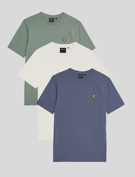 Men's Everyday Lightweight 3-Pack T-Shirt Chalk/Cool Indigo/Green Mercurial - Lyle & Scott - FashionsVida