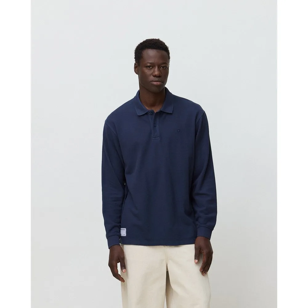 Polo de manga larga de hombre de 100% algodón orgánico logo - Blue Banana - FashionsVida