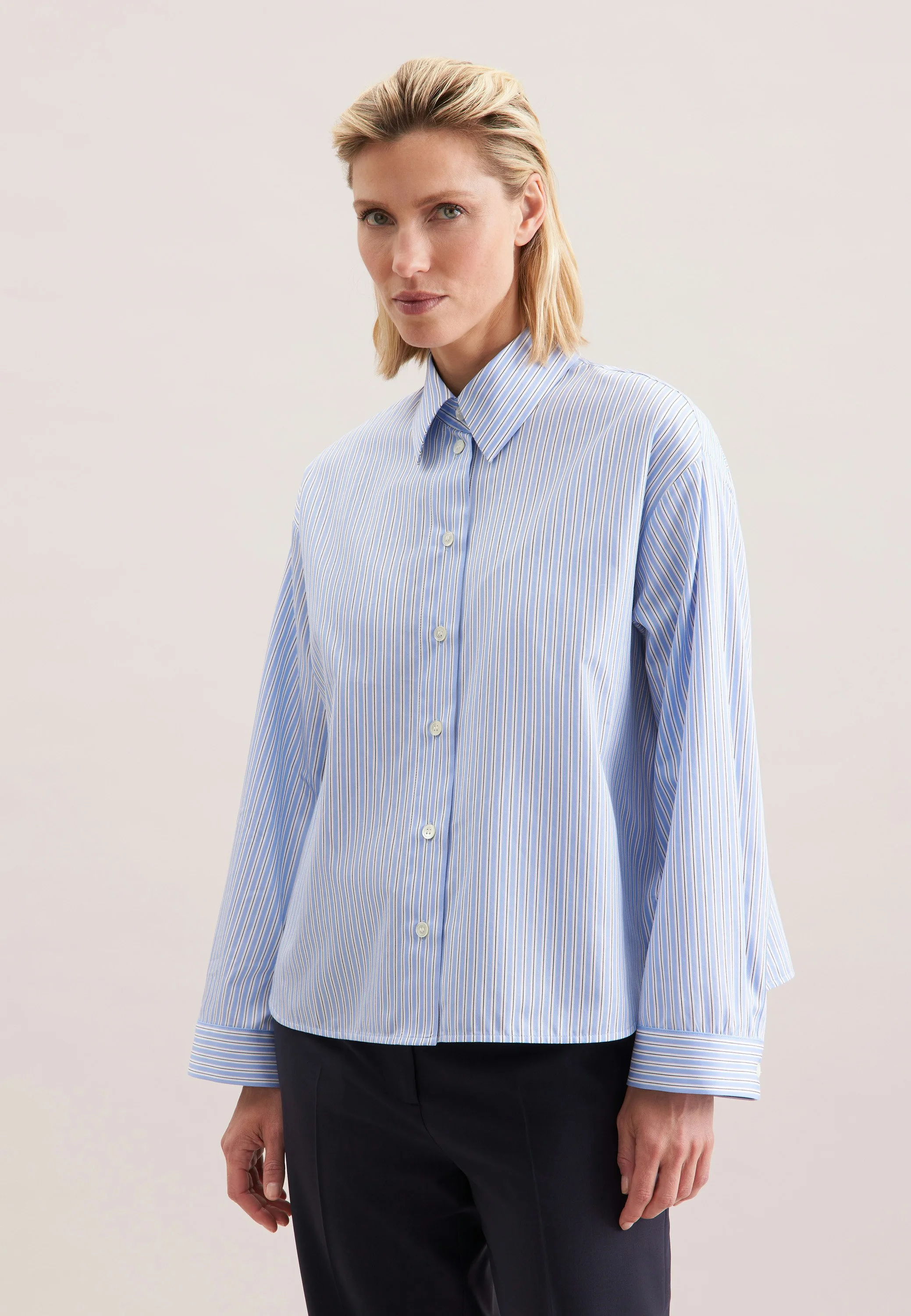 Oversized Hemdbluse Boxy Blau 48 - Seidensticker - FashionsVida