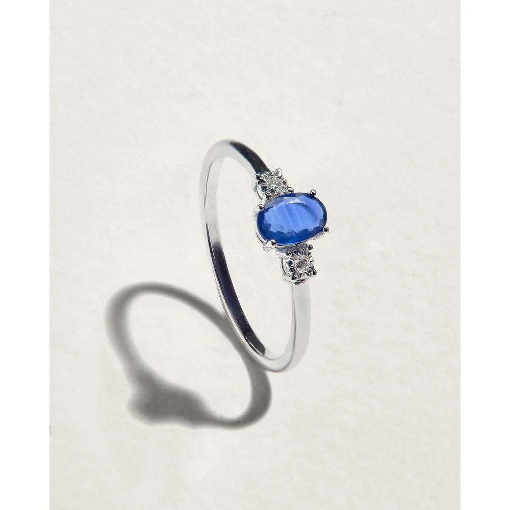 Anillo de oro con diamante y zafiro - El Corte Inglés - FashionsVida