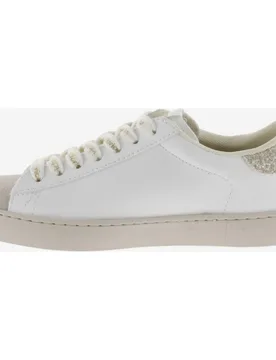 Zapatillas deportivas de mujer con logotipo animal print y pieza trasera de glitter - Victoria - FashionsVida