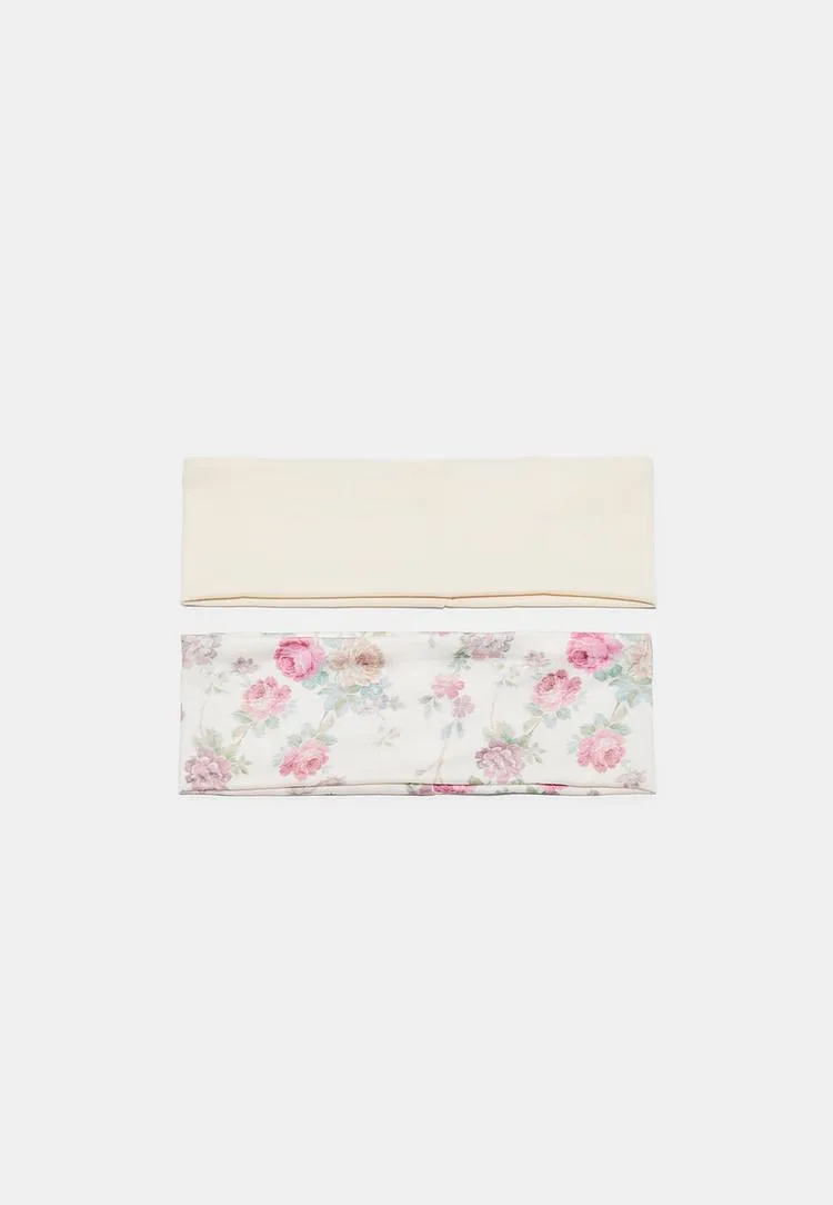 Er-Set elastische Haarbänder mit Blumenmuster Ecru OS - Stradivarius - FashionsVida