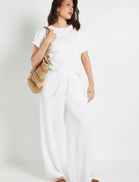 Women's Drawstring Woven Trouser with Stretch Waistband in Ivory Size: 16 - Ivory - Size: 16 - Wallis - FashionsVida