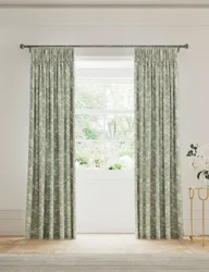Daffodil Pure Cotton Pencil Pleat Blackout Curtains Green Mix