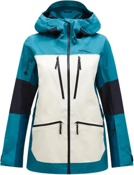 Wasserfeste und atmungsaktive Skijacke aus GORE-TEX® PRO W Vertical Gore-Tex Pro Jkt Hydro Fresh Sand Fog Infinity Teel für Damen - Peak Performance - FashionsVida