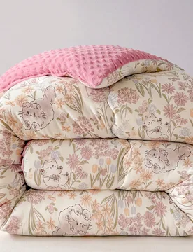 Pieza Edredón acolchado con estampado floral botánico de flores pequeñas estilo dibujos animados lindo, Versión A de tela de punto, Versión B de - Shein - FashionsVida