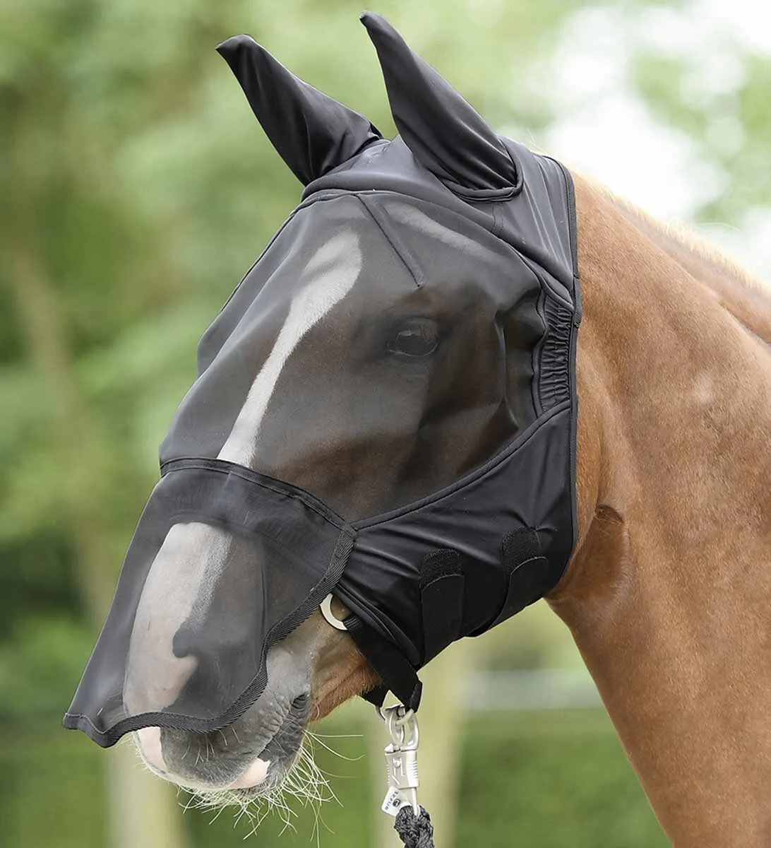 Fliegenmaske FLY BUCKLER PLUS schwarz VB - Busse - FashionsVida