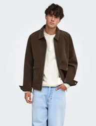Faux Suede Utility Jacket Brown male