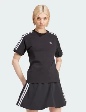 Stripes Damen T-Shirts - Schwarz - Größe 36/S - Baumwoll-Jersey Black 36/S - Adidas - FashionsVida