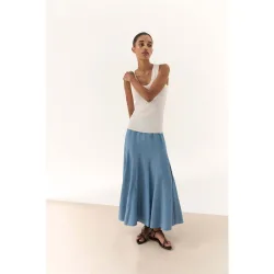 Falda de mujer de tejido fluido y midi