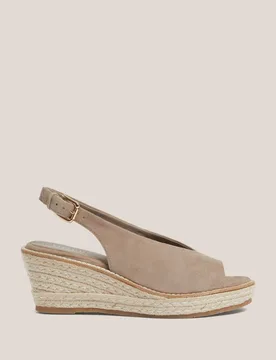 Suede Wedge Espadrilles Beige female - Hobbs - FashionsVida