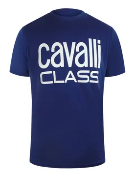 Mens Bold Brand Blue T-Shirt Cotton - Size 2xl - Cavalli Class - FashionsVida