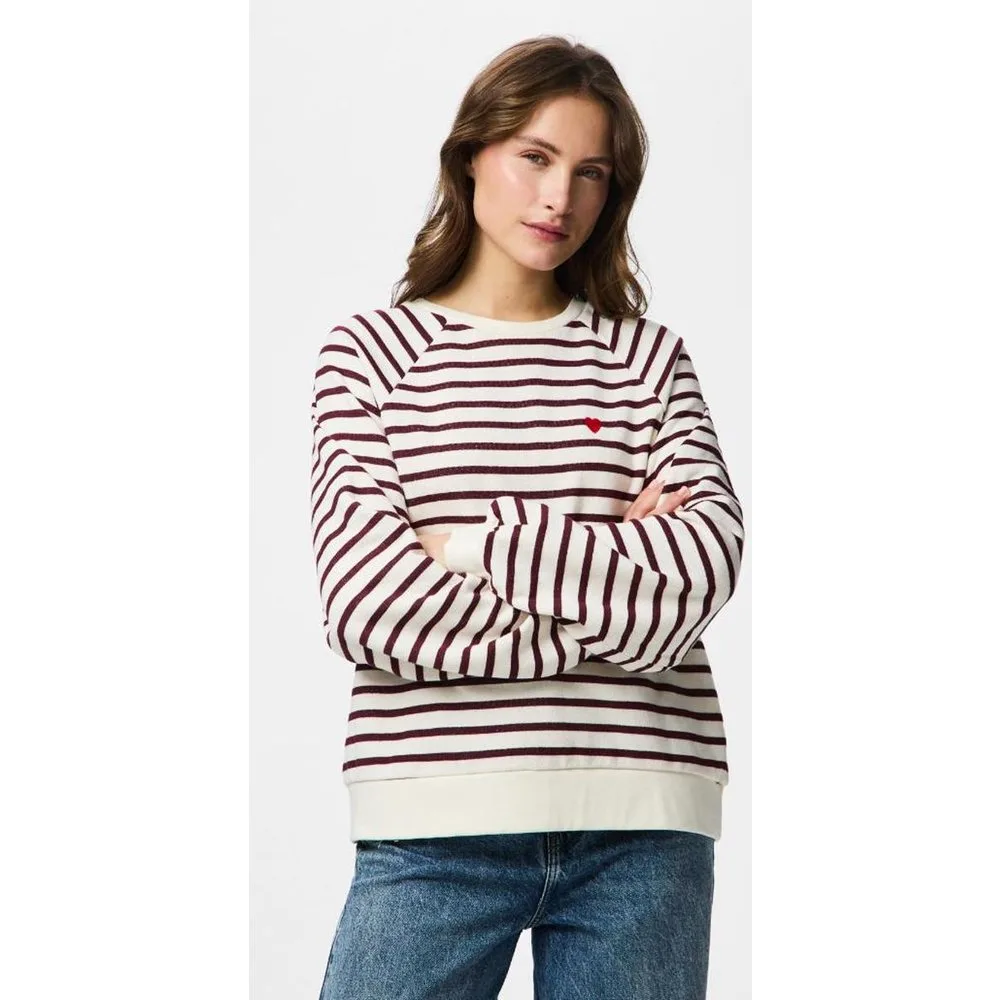 Sudadera estampada de rayas de mujer - Pieces - FashionsVida