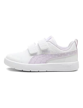 Sneakers Bianche con Dettagli Lilla i Pois e Velcro Courtflex V3 Dotty V PS 33 - Puma - FashionsVida