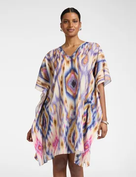 Poncho de mujer en muselina de algodón estampada modelo largo con ajuste amplio - Elena Miró - FashionsVida