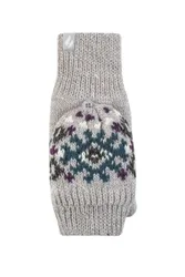 Women's 1 Pack SOCKSHOP Heather Patterned Converter Mittens Light Grey One Size - Grey - Size: One Size