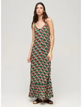 Womens Orange Geo Maxi Beach Cami Dress - Female - Orange - 8 - Superdry - FashionsVida