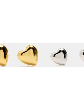 Pack de pendientes de plata de ley con forma de corazón en liso - Parfois - FashionsVida