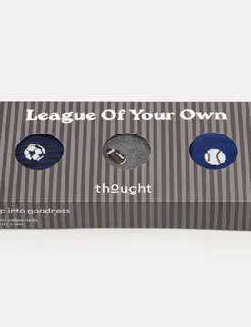 League of Your Own Sport Organic Cotton Socks Gift Box - UK 7-11 - 3 Pairs - Thought - FashionsVida