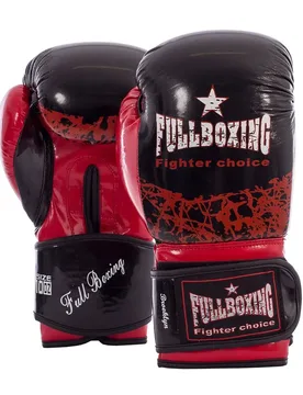 Gants De Boxe Artificiels Cuir Brooklyn Black / Red 14 oz - Fullboxing - FashionsVida