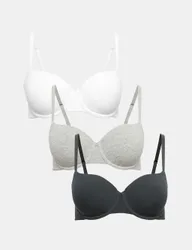 Pk Cotton Rich Wired Balcony Bras A-E Dark Pewter female