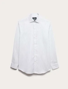 Regular Fit Pure Cotton Striped Luxury Shirt White/Med Blue male - M&S SARTORIAL - FashionsVida