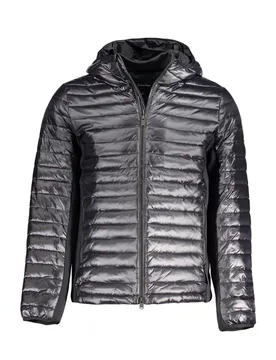 Mens Quilted Hooded Jacket - Dark Grey Nylon - Size X-Large - Calvin Klein - FashionsVida