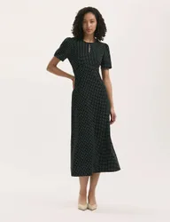Polka Dot Midi Tea Dress Black Mix female