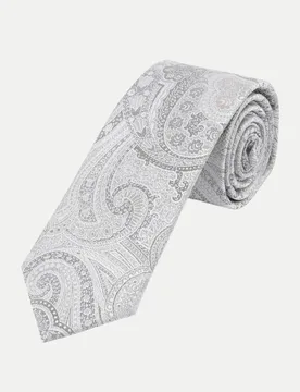 Krawatte mit Paisley-Muster 7cm Grau - Prince Bowtie - FashionsVida