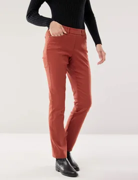 Thermo-Extraglatt Baumwollhose, Regular Fit#normale Größen#Kurzgrößen, Farbe Braun, 46, mit Thermo-Jerseyfutter mit Schmetterlings-Stickerei Damen - Walbusch - FashionsVida