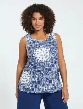 Top de mujer de punto con estampado bandana ajuste regular para el máximo confort - Fiorella Rubino - FashionsVida