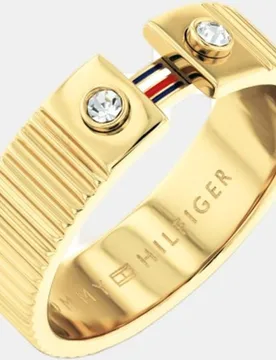 Anillo Stripes de acero dorado y cristal - Tommy Hilfiger - FashionsVida