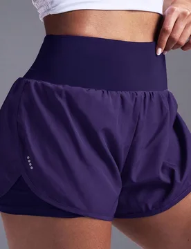 Pantalones cortos de mujer de cintura elástica con doble capa para fitness casual XXS - Shein - FashionsVida