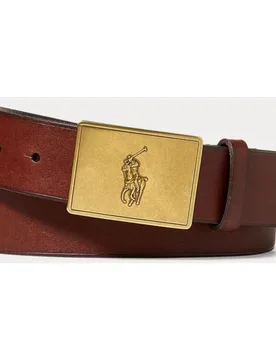 Cinturón de hombre de piel con hebilla y logo - Polo Ralph Lauren - FashionsVida