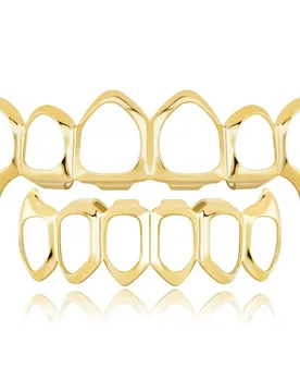 Glossy Finish Hollow Teeth Grillz Top Bottom Set Eco-friendly Copper Shiny Teeth Grillz Caps Anti Slip Gold Teeth Jewelry Events - Aliexpress - FashionsVida