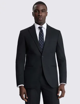 Tailored Fit Puppytooth Stretch Suit Jacket Navy male - MOSS - FashionsVida