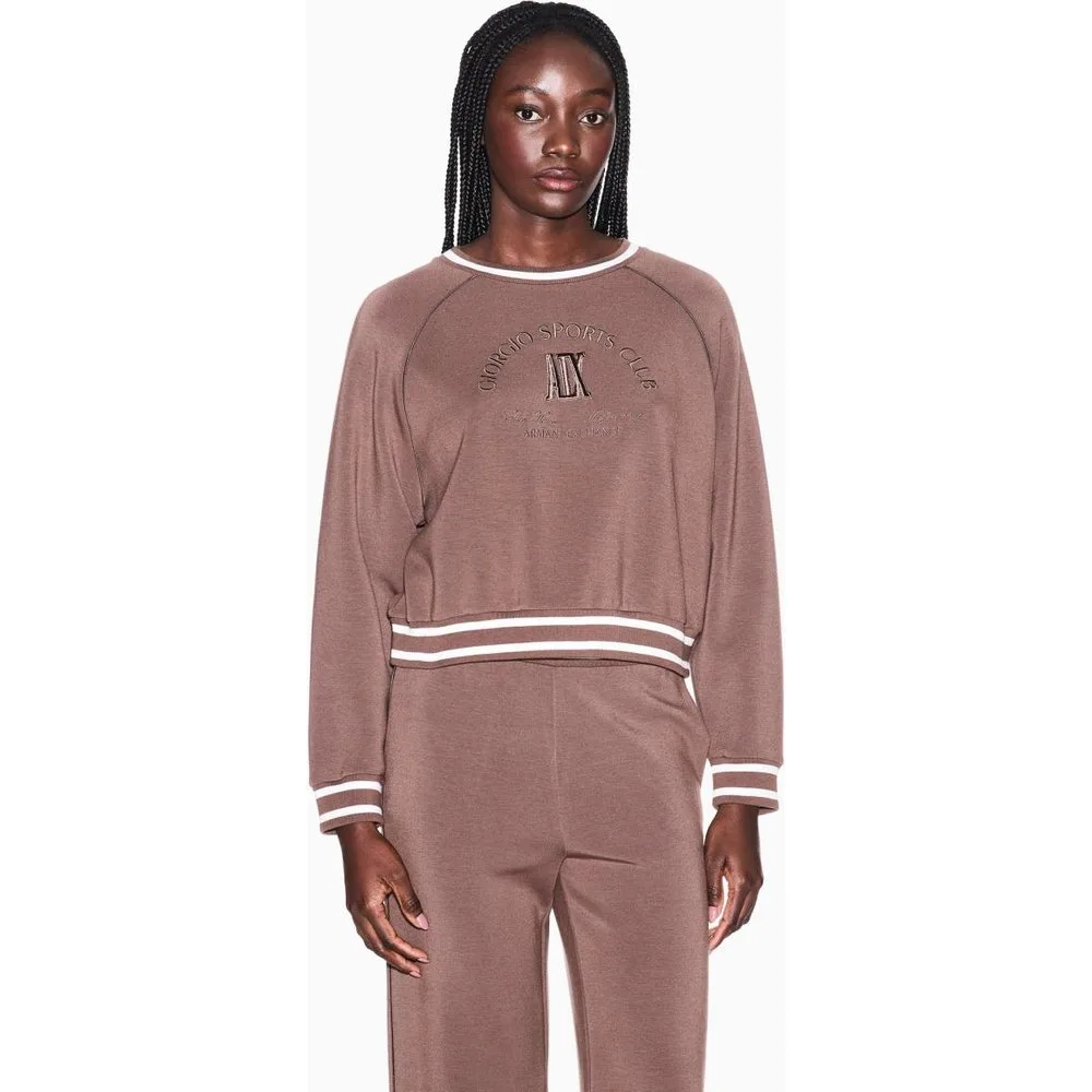 Sudadera de mujer con logo frontal en interlock - Armani Exchange - FashionsVida