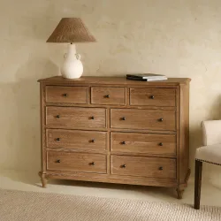 Cómoda de madera de roble con 9 cajones Provenza