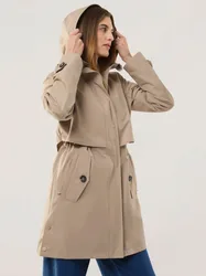 Aquastop Trench, normale Größen#Kurzgrößen, Farbe Beige, 48, wasserdicht und atmungsaktiv Baumwollmix Damen