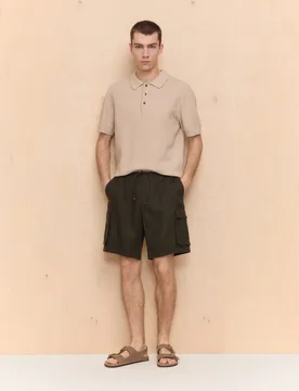 Bermuda 100% lino multibolsillos de hombre - Easy Wear - FashionsVida