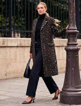 Animal Print Tailored Coat Brown female - Roman - FashionsVida