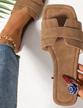 Primavera & Verano Nuevas Pantuflas Casuales de Moda sin Cordones, Sandalias Planas Cómodas para Mujer, Zapatos de Playa para Uso Exterior, Esencial - Shein - FashionsVida