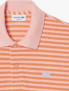 Polo de hombre texturizado de rayas de corte clásico de manga corta - Lacoste - FashionsVida