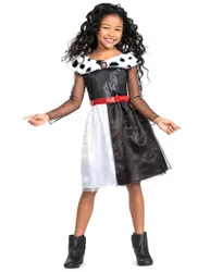Fieses Cruella Kinderkostüm schwarz-weiss